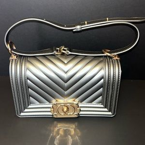 LIKE NEW Jelly Pewter bag with gold hardware